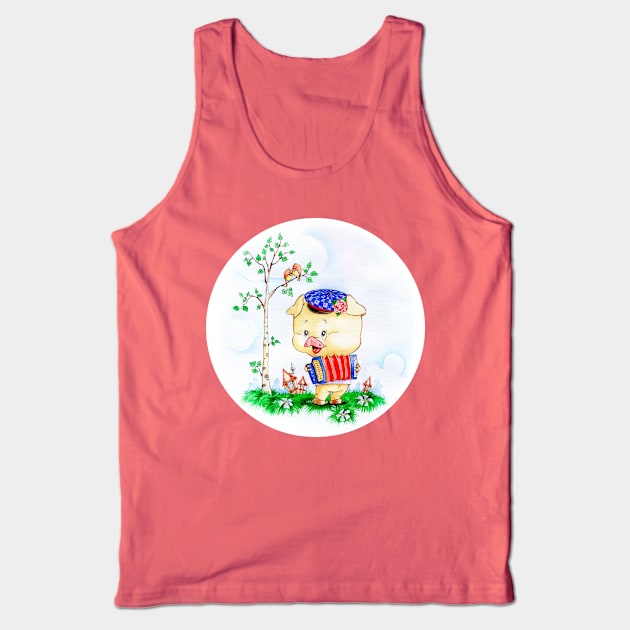 CUTE BABY PIG PLAYING ACCORDIONS & CONCERTINAS Tank Top by ReignGFX